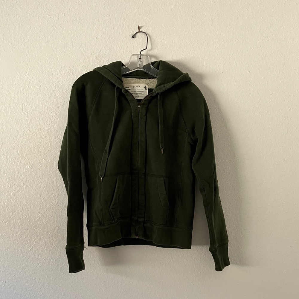 Green Fleece J. Crew Hoodie Sweatshirt